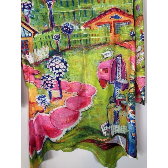 Leoma Lovegrove Medium Colorful Artsy Crew Neck 3/4 Sleeve Artsy Coastal‎ EUC - Picture 8 of 9